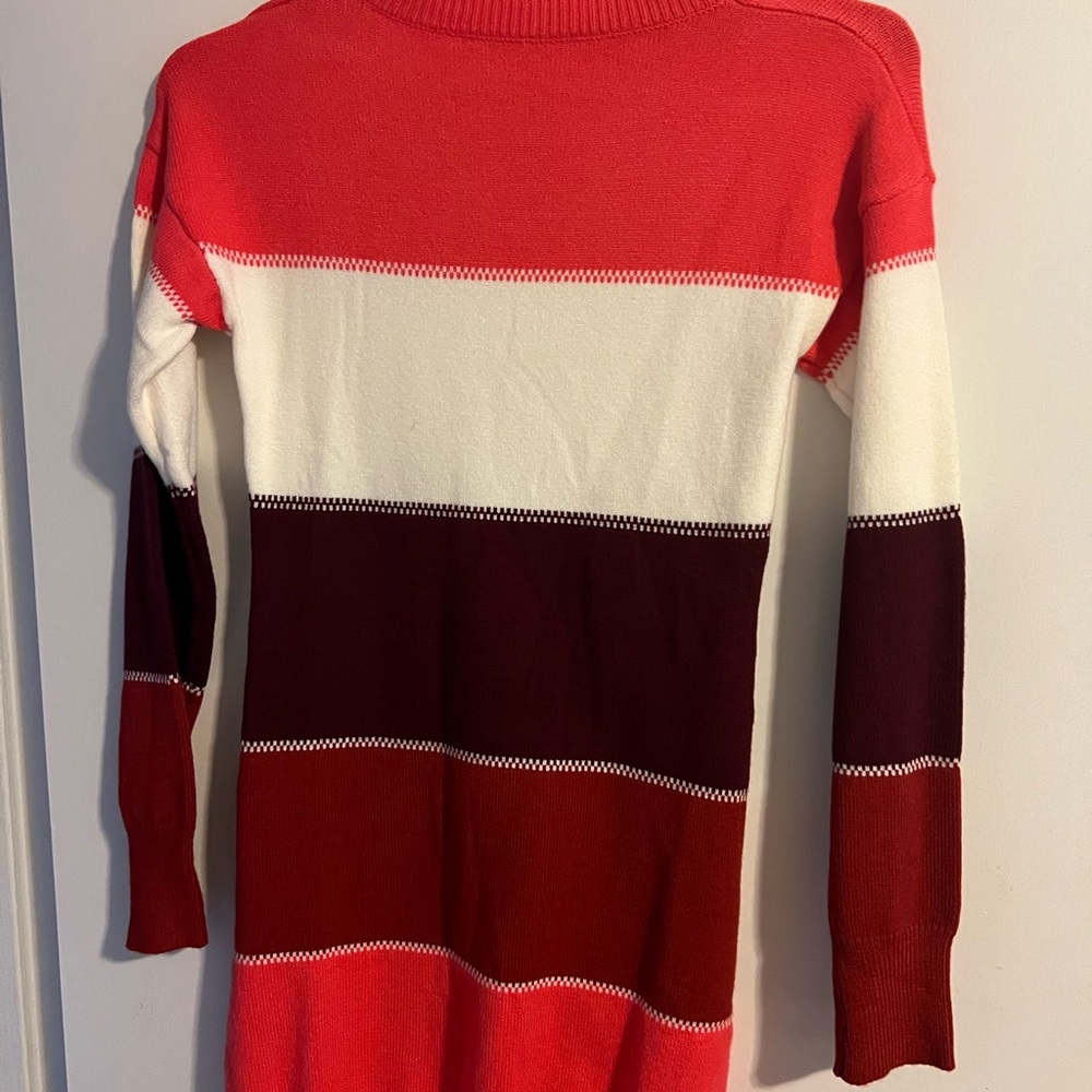 Striped Women's Sweater - Red, White, and Burgundy